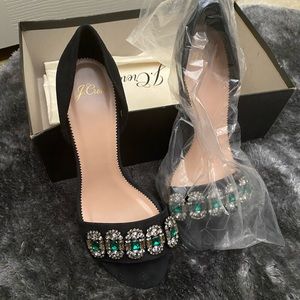 jcrew dorsay pumps green embelishment/ size 9 .5 /new